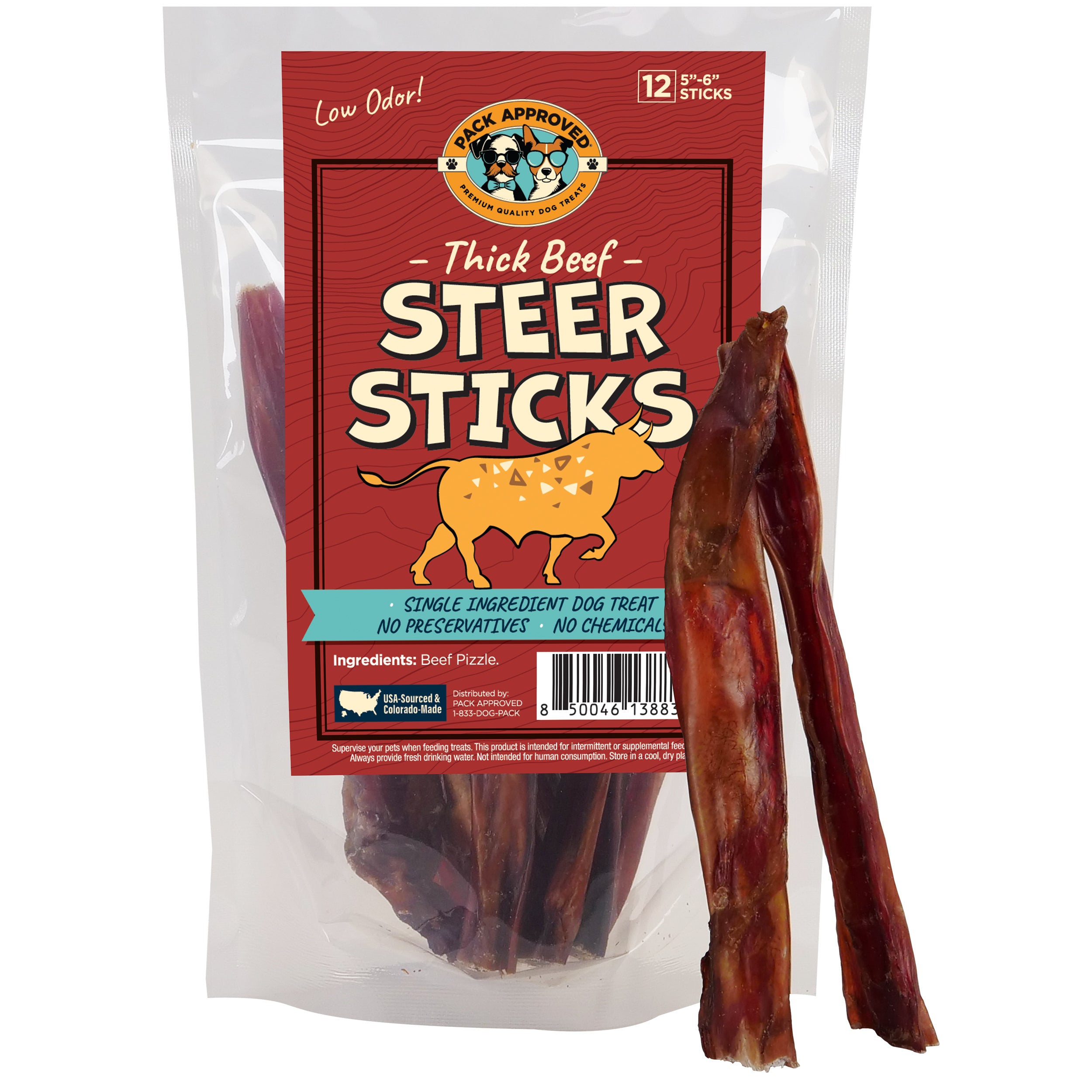 ドッグフード Riley Pack Approved Thick Steer Bully Sticks, 5-6