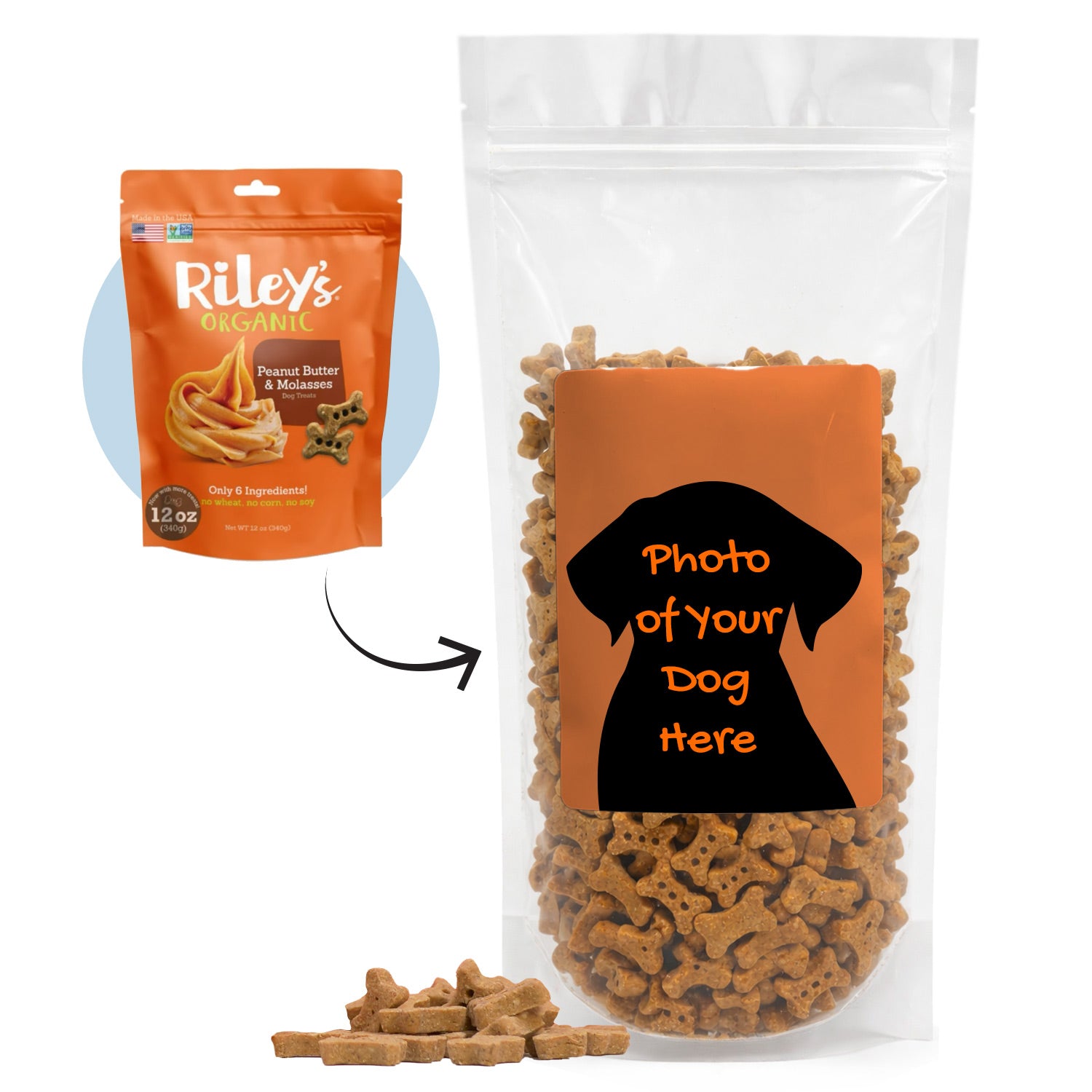 Personalized Peanut Butter & Molasses Small Bone Biscuits (12oz)