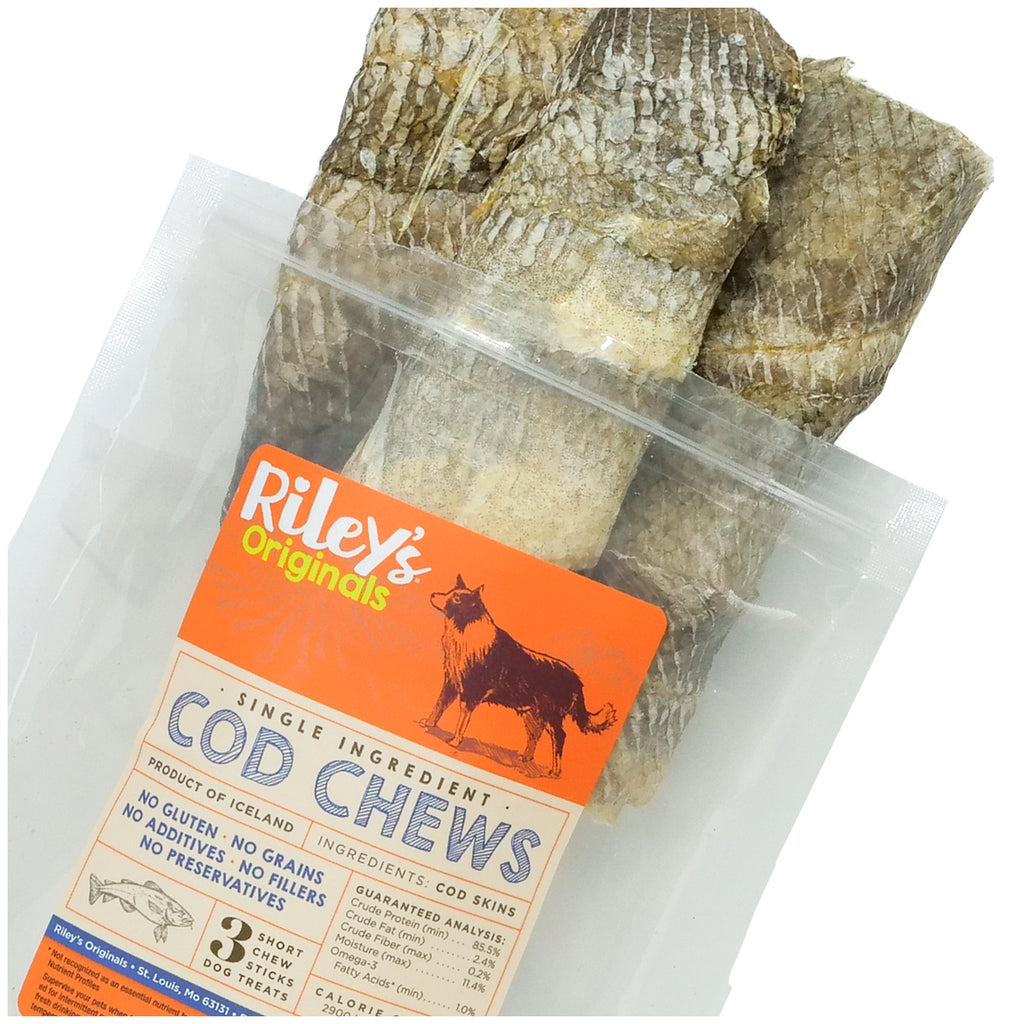 Cod Skins for Dogs (5 inch sticks, Pack of 3)