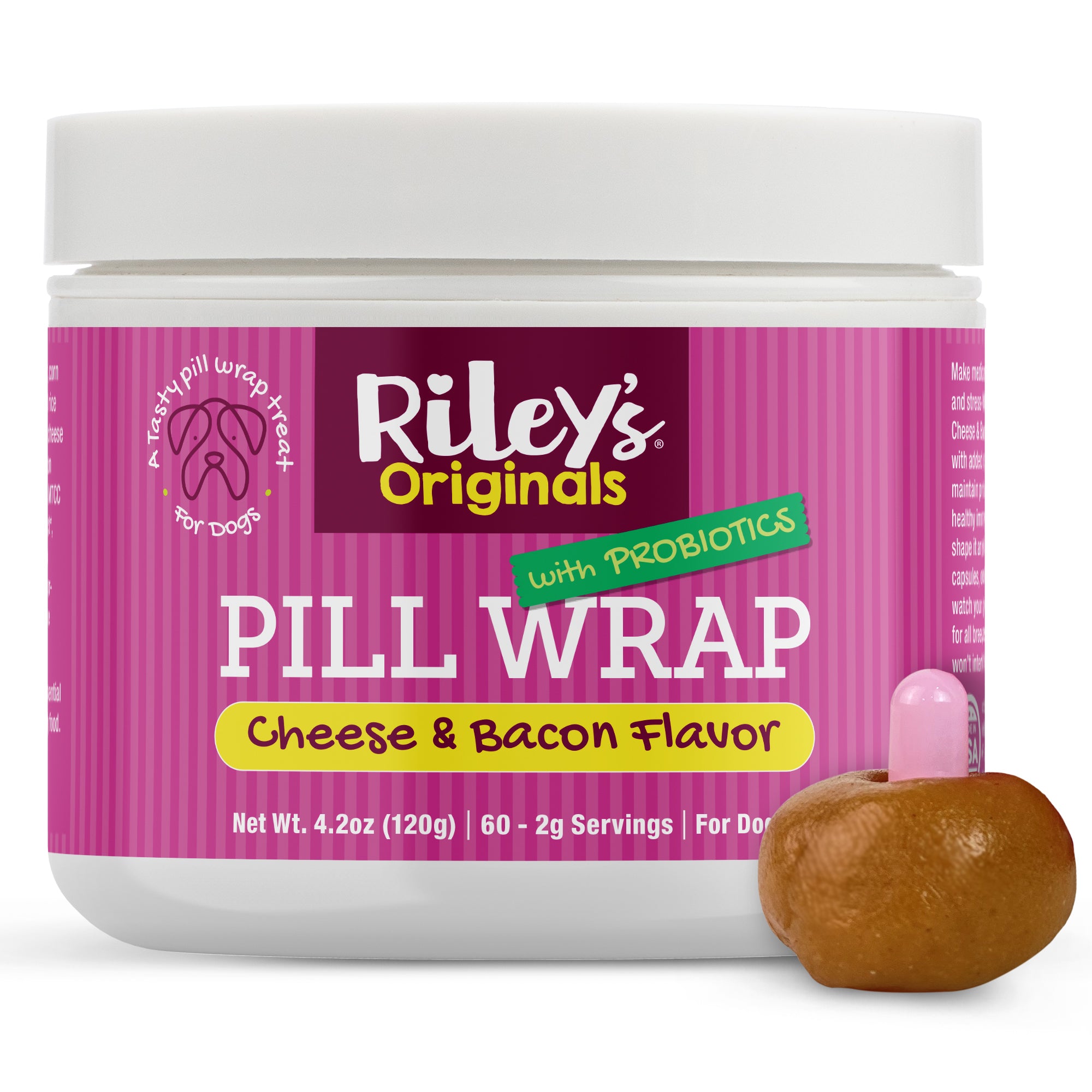 Cheese & Bacon Flavored Pill Wrap with Probiotics (4.2oz)