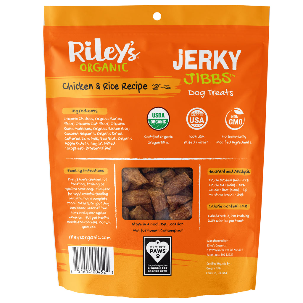 Organic Chicken Rice Jerky Jibbs 5oz Riley s Pets